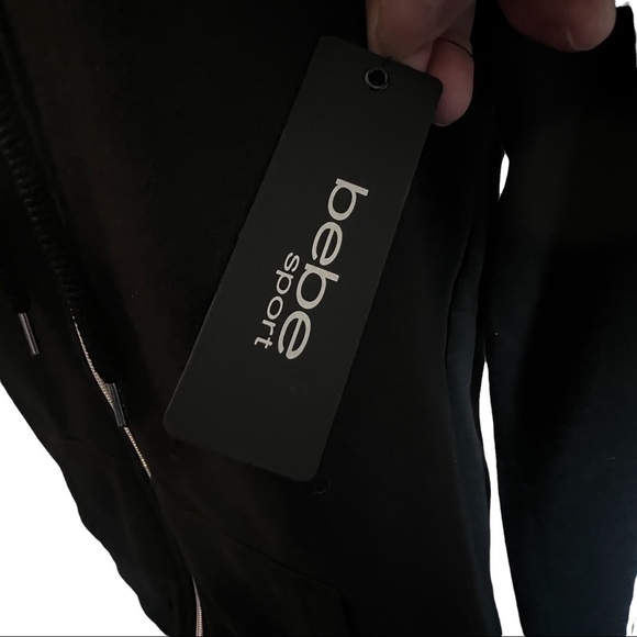 Bebe Hoodie Size S Black Full Zip Logo Long Sleeve Sport NWT - Picture 8 of 13